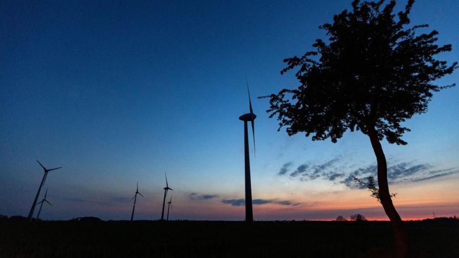 Wind farm in Germany at dusk