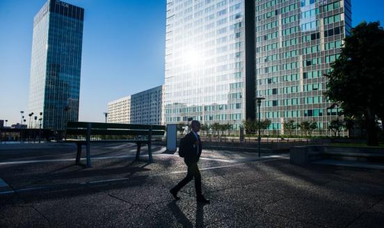 Buildings and road