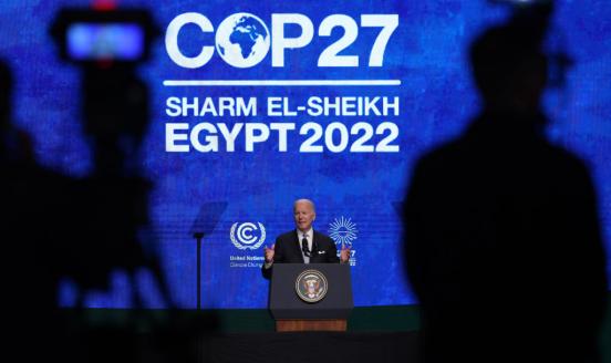 U.S. President Joe Biden speaks at the UNFCCC COP27