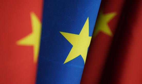Chinese And EU Flags