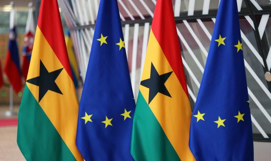 Ghana and EU flags seen side by side