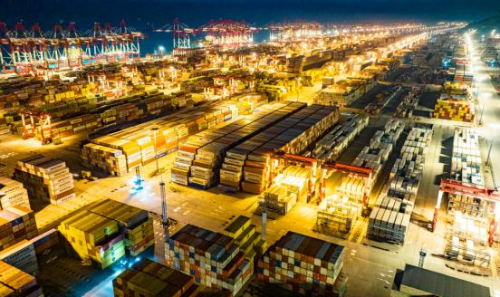 Picture of a harbour at night time