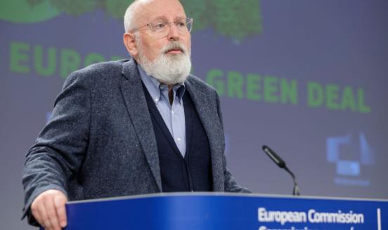 EU Commissioner for European Green Deal - First Vice President and Executive Vice President Frans Timmermans is talking to media in the Berlaymont building