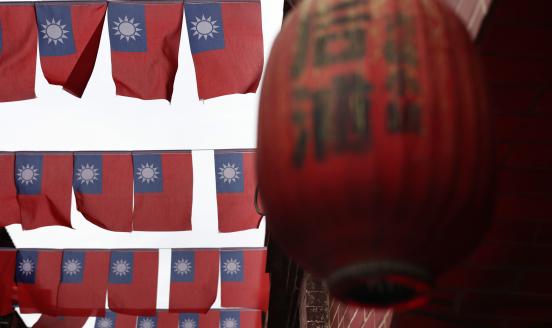 Taiwanese flags fly above Mofan Street on October 6, 2023 in Kinmen, Taiwan. Kinmen is a group of islands in the Taiwan Strait that is governed by Taiwan and lies only a few miles off the coast of the People's Republic of China. Its strategic location served as the frontline during past conflicts with China, whose government sees the island nation as a breakaway province. (Photo by Alex Wong/Getty Images)